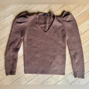 Pretty Garden Puff Shoulder Sweater, Chocolate